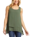 Karen Kane Double-layer Tank Top In Olive