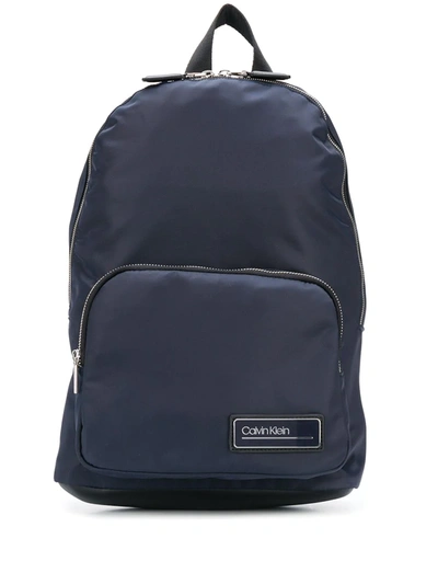 Calvin Klein Logo Plaque Backpack In Blue