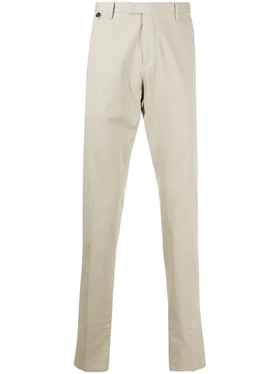 Pt01 Tapered Cotton Silk Blend Trousers In Beige