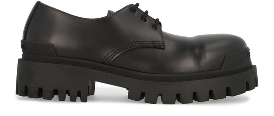 Balenciaga Strike Tread-sole Leather Derby Shoes In Black | ModeSens