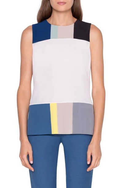 Akris Pittura Patchwork Sleeveless Silk Blouse In Multi