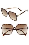 Fendi 58mm Gradient Square Sunglasses In Dark Havana/ Brown