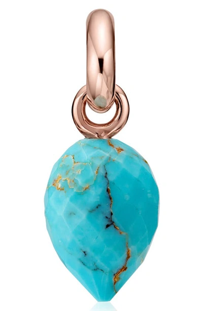 Monica Vinader Fiji Bud Mini 18ct Rose Gold-plated Vermeil Silver And Turquoise Pendant In Rose Gold/ Turquoise