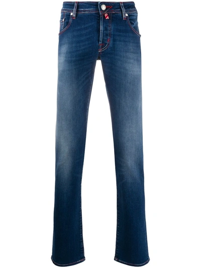 Jacob Cohen Contrast-stitch Straight-leg Jeans In Blue