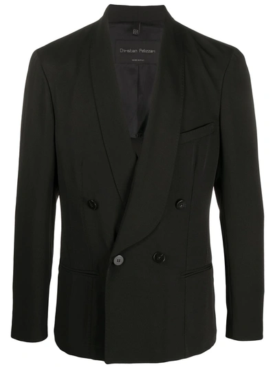 Christian Pellizzari Double Breasted Fitted Blazer In Black