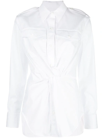 Helmut Lang Twist Front Longline Shirt In White