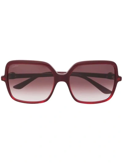 Cartier C Décor Square-frame Sunglasses In Red