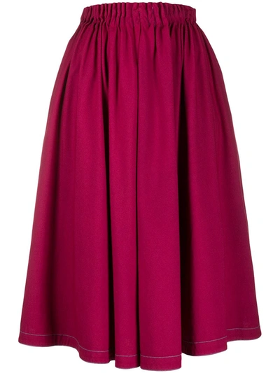 Marni Denim Midi Skirt In Pink