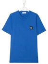 Stone Island Junior Teen Logo Patch T-shirt In Blue