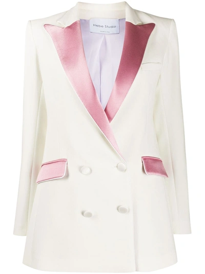 Hebe Studio Bio Contrast Details Blazer In White