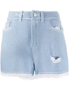 Barrie Fringed Trim Shorts In Blue