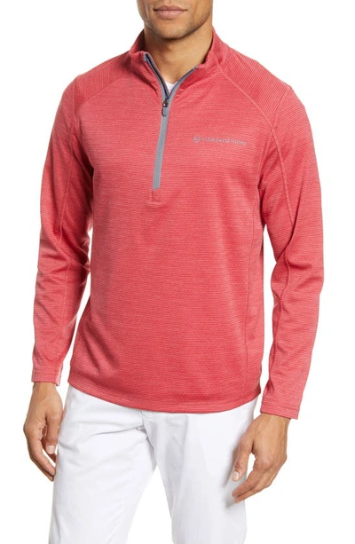 Vineyard Vines Sankaty Stripe Half Zip Performance Pullover In Sailors Red