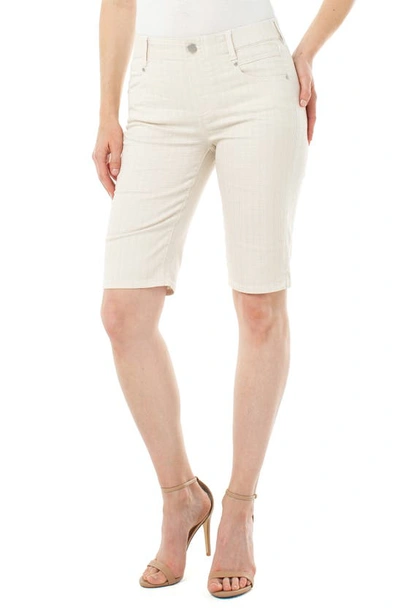 Liverpool Gia Glider High Waist Pull-on Cotton Blend Cruiser Shorts In Cream Tan Houndstooth