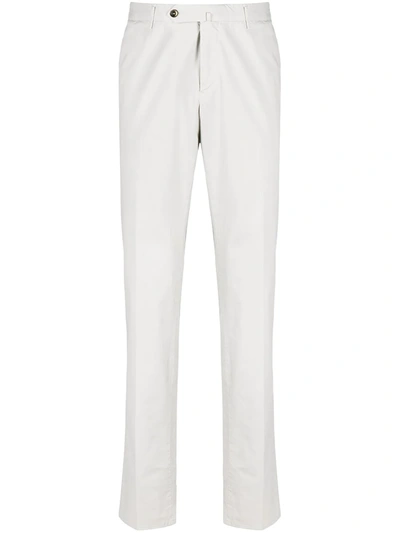 Pt01 Ribbed Velvet Chino Trousers In Grey,beige