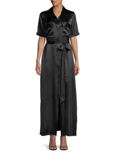L Agence Klement Silk Gown In Black