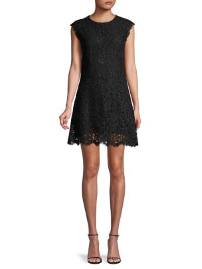 Dolce & Gabbana Floral Lace Mini Dress In Black