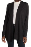 Eileen Fisher Open Front Silk Blend Long Cardigan In Dark Grey