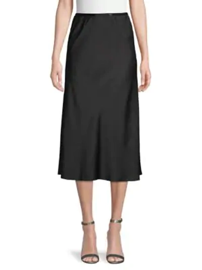 French Connection Alessia Satin Midi Skirt In Black