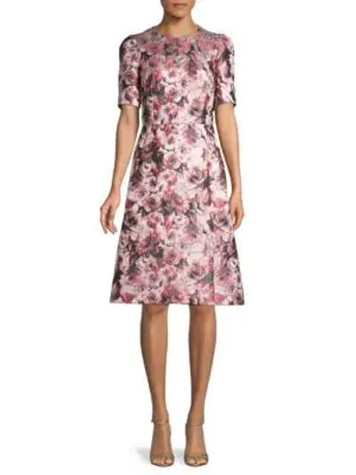 Dolce & Gabbana Short-sleeve Floral Dress In Jacquard