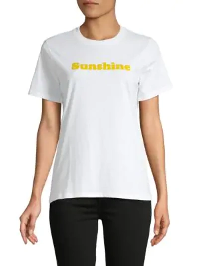 French Connection Women's Flocked Sunshine Cotton T-shirt In White Yellow