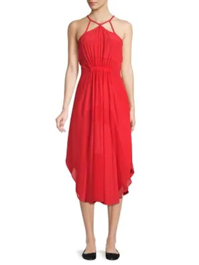 Ramy Brook Amara Halter Dress In Bright Red