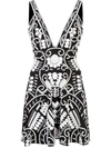 Alexis Jerza Beaded Plunging Mini Dress In Blk/wht