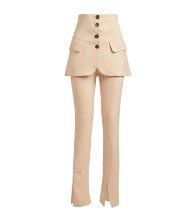 A.w.a.k.e. Jacket Waist Fitted Slit Pants In Nude