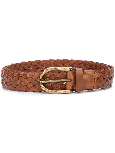 Brunello Cucinelli Braided Buckle Belt In Brown