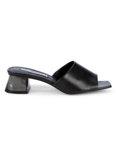Karl Lagerfeld Marcaria Block-heel Leather Mule Sandals In Black