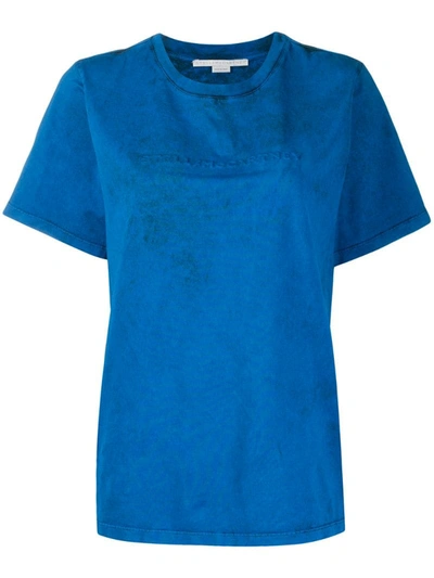 Stella Mccartney Embossed-logo Organic-cotton T-shirt In Blue