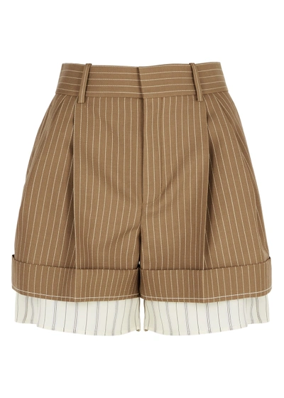 Chloé Wool Pinstripe Tailored Shorts In Brown