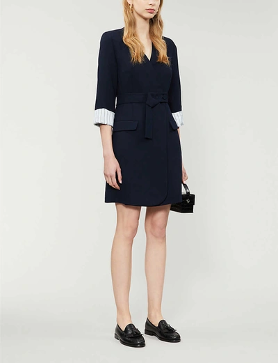 Claudie Pierlot Rafte Woven Wrap Mini Dress In Navy