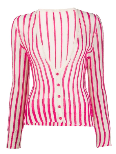 Jacquemus Le Gilet Manosque Striped Cotton-blend Knitted Cardigan In Neutrals