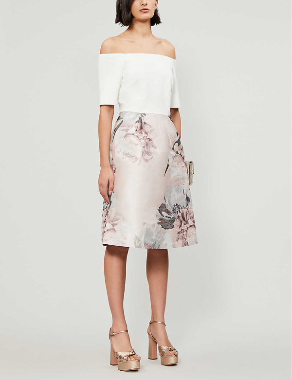 ted baker pink off the shoulder dress