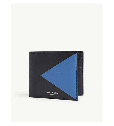 Givenchy V-shape Bifold Leather Wallet In Black Blue