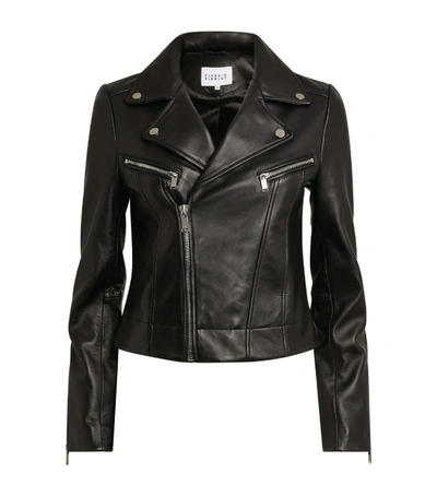 Claudie Pierlot Carissae Leather Biker Jacket In Black