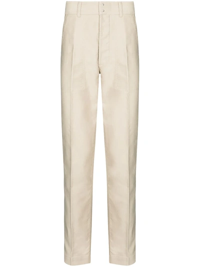 Tom Ford Neutrals Brushed Cotton Straight Leg Trousers
