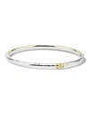 Ippolita Classico Bonded Skinny Half And Half Hammered Hinged Bangle Bracelet In Chimera Two-tone In Gray/yellow