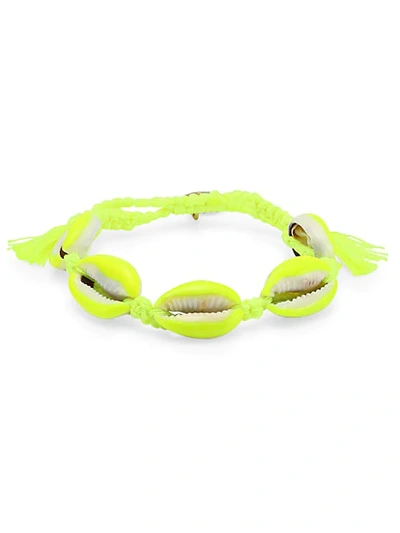Venessa Arizaga Neon Yellow Shell Pull-tie Bracelet