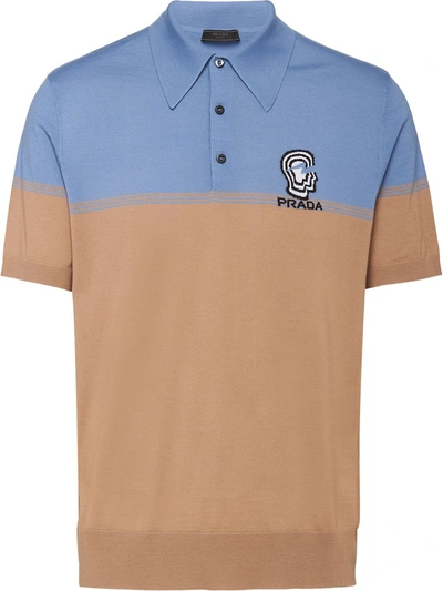 Prada Knitted Polo Shirt In Neutrals