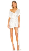 Michelle Mason X Revolve Wide Neck Wrap Mini Dress In Ivory