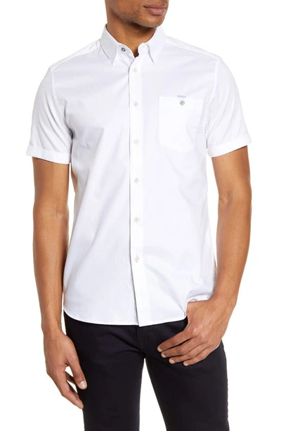 Ted Baker Men's Cotton Short-sleeve Slim Fit Shirt In White