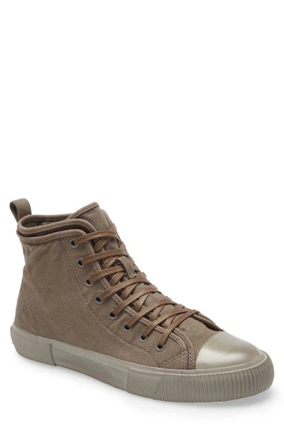 Allsaints Men's Rigg Embroidered High-top Sneakers In Khaki