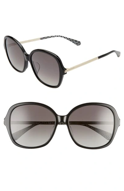 Kate Spade Kaiya 57mm Round Sunglasses In Black/ Grey