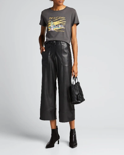 Elie Tahari Tara Faux Leather Wide-leg Pants In Black