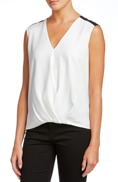 Bailey44 Sleeveless Faux-leather Trim Top In Eggshell