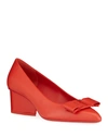 Ferragamo Women's Viva Bow Leather Pumps In Red