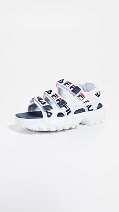 Fila Disruptor Sandals In White/  Navy