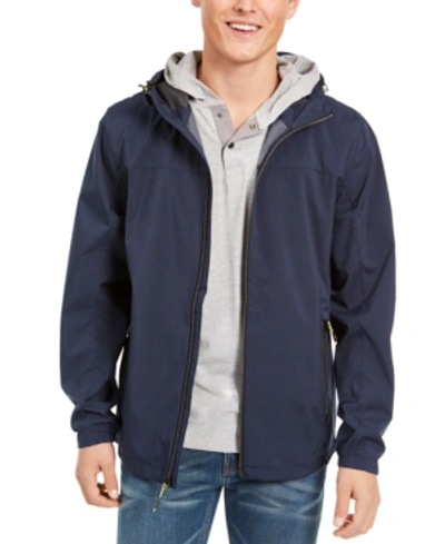 Hawke & Co. Men's All-season Lightweight Stretch Hooded Rain Jacket In Hawke Navy