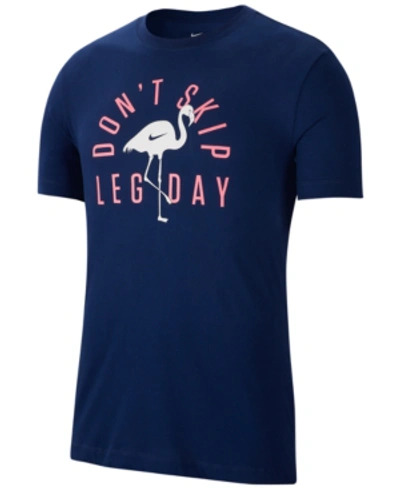 Nike Men's Dri-fit Training Flamingo Leg Day T-shirt In Blue Void